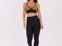 Cropped Fitness Jacquard Light Dourado Linhas Pretas Dlk