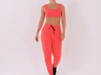 Top Fitness Feminino Coral Com Decote Reto E Recortes Dlk