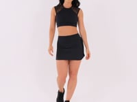 Cropped Feminino Preto Manga Curta De Tela Harmony Dlk