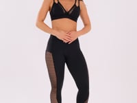 Legging Fitness Feminina Preto Com Recortes Em Tela Harmony Dlk