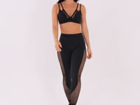 Top Fitness Feminino Preto Alça Dupla E Tela Harmony Dlk