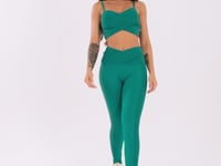 Legging Fitness Feminina Verde Cós Transpassado Harmony Dlk
