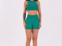 Short Fitness Feminino Verde Com Recortes Texturizados Harmony Dlk