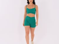 Short Fitness Feminino Verde Com Cós Transpassado Harmony Dlk