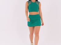 Short Saia Feminino Verde Com Recortes Em Tela Harmony Dlk
