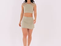 Short Saia Feminino Oliva Com Recortes Em Tela Harmony Dlk