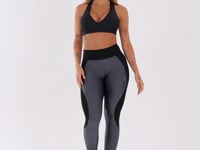 Calça Legging Happiness Com Recorte Texturizado Preta E Grafite Dlk