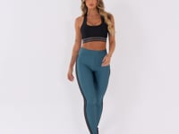 Calça Legging Happiness Com Elástico Lateral Azul Marinho Dlk