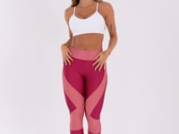 Calça Legging Happiness Com Recortes Texturizado Rosé E Cereja Dlk