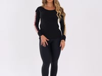 Blusa Moletom Preta Manga Com Silk Dlk