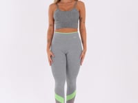 Calça Legging Energy Mescla Com Tela E Recorte Verde Dlk