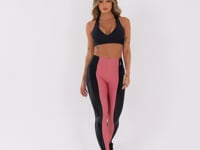 Calça Legging Happiness Texturizada Com Cirrê Preta E Rosé Dlk