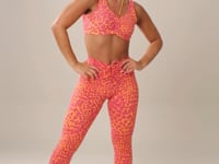 Legging Fitness Feminina Euphoria Com Franzido E Amarração Estampa Spot Orange Dlk