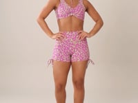 Short Fitness Feminino Euphoria Com Franzido E Amarração Estampa Spot Green Dlk