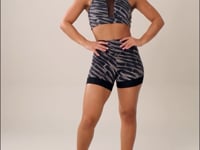 Short Fitness Feminino Euphoria Com Barra Dobrada Em Tule Estampa Brush Black Dlk
