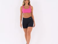 Top Fitness Feminino Pink Com Decote Reto E Recortes Dlk