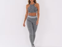 Calça Legging Nation Com Recorte No Cós Cinza Dlk
