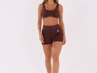 Short Fitness Feminino Marrom Com Recortes Logomania Reflections Dlk