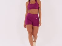 Short Fitness Feminino Vinho Com Recortes Logomania Reflections Dlk
