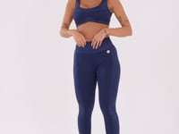 Legging Fitness Feminina Azul Marinho Com Recortes Logomania Reflections Dlk