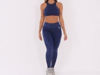 Legging Fitness Feminina Azul Marinho Com Bolsos Logomania Reflections Dlk