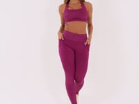 Legging Fitness Feminina Vinho Com Bolsos Logomania Reflections Dlk