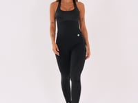 Macacão Fitness Feminino Preto Com Bojo E Bolsos Logomania Reflections Dlk