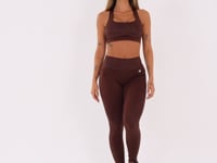 Top Fitness Feminino Marrom Com Bojo E Recortes Logomania Reflections Dlk