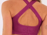 Top Fitness Feminino Vinho Com Bojo E Recortes Logomania Reflections Dlk