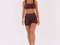 Top Fitness Feminino Marrom Com Decote Quadrado Logomania Reflections Dlk