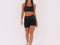 Top Fitness Feminino Preto Com Bojo E Recortes Logomania Reflections Dlk