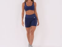Top Fitness Feminino Azul Marinho Com Recortes Logomania Reflections Dlk