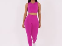 Legging Fitness Feminina Fúcsia Com Detalhe Logomania E Modela Bumbum Seamless+ Dlk