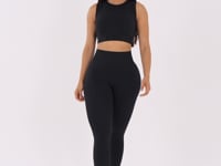 Legging Fitness Feminina Preto Com Detalhe Logomania E Modela Bumbum Seamless+ Dlk
