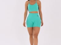 Top Fitness Feminino Verde Água Com Bojo E Alças Cruzadas Reguláveis Seamless+ Dlk