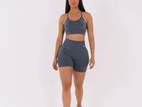 Top Fitness Feminino Cinza Chumbo Com Bojo E Alças Cruzadas Reguláveis Seamless+ Dlk