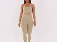 Top Fitness Feminino Areia Com Bojo E Alças Cruzadas Reguláveis Seamless+ Dlk