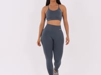Legging Fitness Feminina Cinza Chumbo Com Detalhe Texturizado E Modela Bumbum Seamless+ Dlk