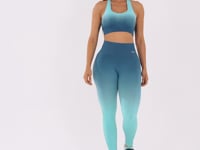 Top Fitness Feminino Nadador Azul Degradê Com Bojo Seamless+ Dlk