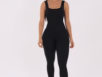 Macacão Fitness Feminino Preto Canelado Com Bojo Seamless+ Dlk