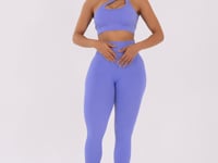 Legging Fitness Feminina Azul Hortênsia Canelada Modela Bumbum Seamless+ Dlk