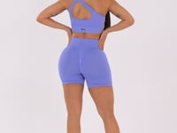 Short Fitness Feminino Azul Hortênsia Canelado Modela Bumbum Seamless+ Dlk