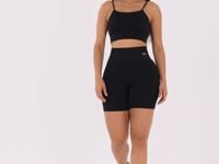 Top Fitness Feminino Preto Canelado Com Bojo E Alças Reguláveis Seamless+ Dlk