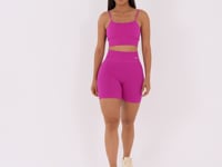 Bermuda Fitness Feminina Fúcsia Canelada Com Cós Alto Seamless+ Dlk