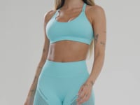 Short Fitness Feminino Verde Água Com Tela E Modela Bumbum Seamless+ Dlk