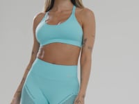 Top Fitness Feminino Verde Água Com Bojo E Alças Cruzadas Seamless+ Dlk