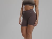 Short Fitness Feminino Marrom Canelado Modela Bumbum Seamless+ Dlk