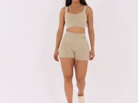 Top Fitness Feminino Areia Canelado com Bojo Seamless+ Dlk