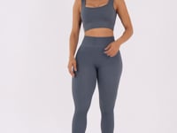 Top Fitness Feminino Cinza Chumbo Canelado Com Bojo Seamless+ Dlk