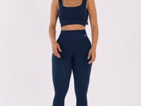 Legging Fitness Feminina Azul Marinho Canelada Com Cós Alto Seamless+ Dlk